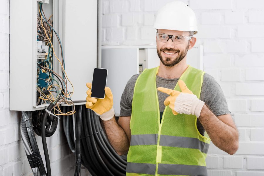 Electrician with phone